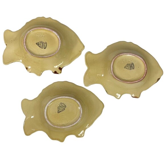 Granit Hungary Fish Bowl Dish Set of 3 9" Art Pottery Green - Picture 3 of 6